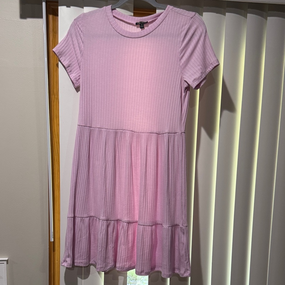 Lily Rose Light Pink Ribbed Kids Dress